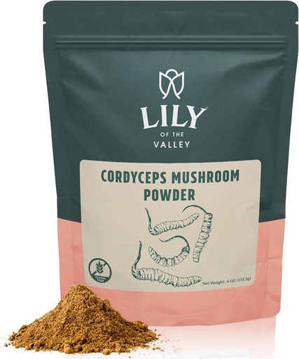 [BRSROAQ3BUCW23LO] LILY OF THE VALLEY Cordyceps Mushroom Powder Superfood for Sports Performance - Performance Mushroom Extract with Organic Militaris - Vegan & Gluten-Free - Packed in Resealable Pouch (8oz, 226g)