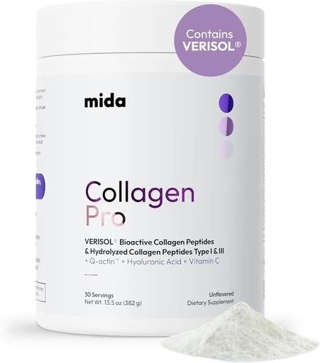 [BRSRAFIZPINGEFLP] VERISOL® Hidrolyzed Collagen Peptides Tip I & III Vitamin C, Hyaluronic Acid, Biotin, Q-ACTIN® | Smooth Skin, Kalq Saçlar, Güclü Çiçəklər və Birləşmiş Sağlamlıq üçün Unflavored Protein Toz