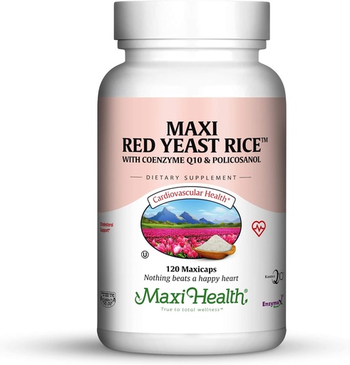 [BRSWIYAKCUOQ223Y] Maxi Health Kosher Maxi Red Yeast Rice with Coenzyme Q10 & Policosanol (Unflavored 120 Count (Pack of 1))