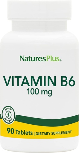 [BRSWIYT3PMCAKALI] Natures Plus Vitamin B6 100 mg - Vegetarisk, Glutenfri - 90 tabletter, 90 serveringer