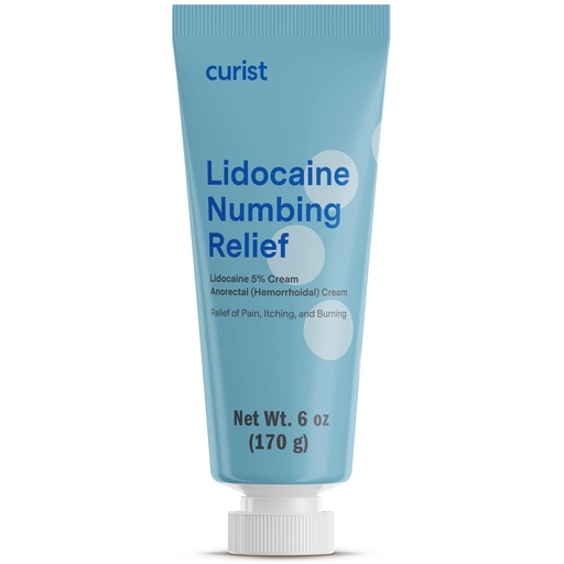 [BRSW2FQHOQHAM2AZ] Curist 5% Lidocaine Numbing Cream - 6 oz (170 g) XL Tube - Soothing Numbing Cream for Temporary Discomfort, Itching, and Burning from Hemorrhoids Lidocaine 5% (1 Pack - 6 oz Tube)