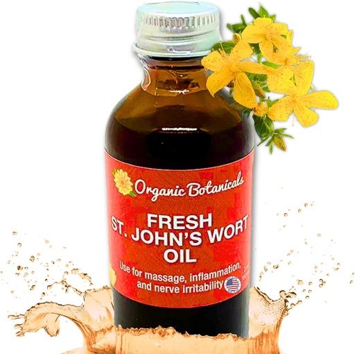 [BRSRAGAPCBYAOHLL] Em's Herbals Fresh St. John's Wort Oil - Wild Harvested in USA, Natural Solution for Nerve Discomfort, Skin Eruptions, Yara Bakımı, Scar, ve Marks - Skin, Face, Body, Hair, Masaj yağı (2 Oz)
