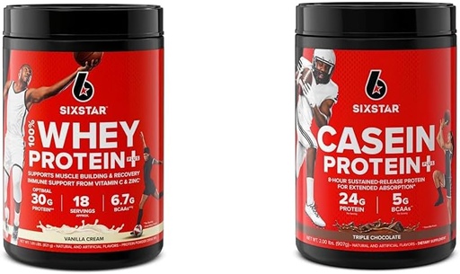 [BRSROCQPORYA2DLH] Six Star Elite Series 100% Whey Protein Plus Vanilla Cream 1.8lbs US & Casein Protein Powder Elite Casein Protein Powder Slow-Digesting Micellar Casein Protein