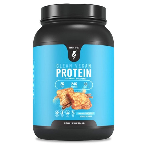 [BRSWYZL3BEJR6H3K] InnoSupps Clean Vegan Protein - Plant Based, Vegan, Natural, No Artificial Sweeteners, No Gluten, No Dairy. Lactose Free, Low Carbs, Low Fat, No Sugar Added, Soy Free, Non-GMO (Cinnamon French Toast)