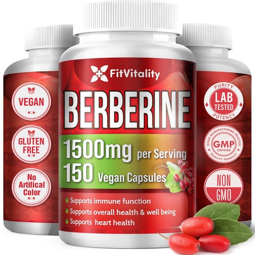 [BRSROHQ5CV5GOYL5] Premium Berberine Supplement, 150 Capsules – 50 Days Supply, 1500mg Berberine Per Serving, Berberine HCI, Made from 100% Pure & Natural Ingredients, Non-GMO, Gluten-Free.
