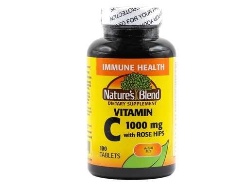 [BRSWIZ33OAEB2HY7] Nature`s Blend Vitamin C 1000mg w/Rose Hips Tablets 100 ct