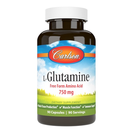 [BRSWIEIYPN6BCHY5] Carlson - L-Glutamine, Free-Form Amino Acid, 750 mg, Muscle Tissue Production, 90 Capsules