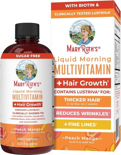 [BRSROBI2OYMAIYLL] MaryRuth Organics Liquid Multivitamin+Hair Growth ← Biotin 10000mcg  Lustriva Hair Growth Supplement ← Tested in Women for Thicker Hair PulFacial Wrinkle  durable Skin Care 18+  15.22 Fl Oz