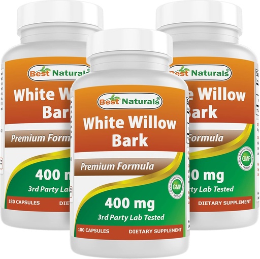 [BRSW2AYFAUPWYCIZ] Best Naturals White Willow Bark 400 mg 180 Capsules (180 Count (Pack of 3))