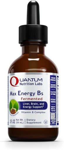 [BRSWIZYZDMIAY2LY] Quantum Nutrition Labs Max Energy B - Vitamin B Complex Liquid Drops, Organic Vitamin B Dodatek pro ženy a muže, Vitamin B1, B2, B3, B5, B6, B12 - 2 Fl Oz