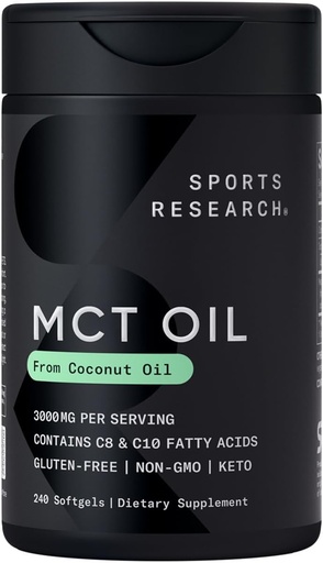[BRSWGFAQC57BQEIZ] Sports Research Keto MCT Oil Pills from Coconut Oil | Keto Fuel for The Brain & Body - Non-GMO Verified, Soy & Gluten Free Liquid Softgels (240 Count)
