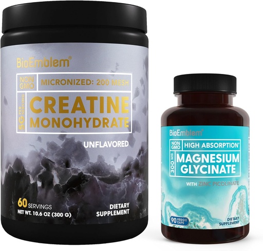 [BRSRAGAHDF4A4FDL] BioEmblem Magnesium Glycinate dengan bubuk Monohydrate Zinc dan Creatine