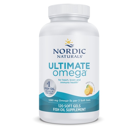 [BRSWIYAKCIOGC3L4] Nordic Naturals Ultimate Omega 3 Fish Oil Softgels | 1280 Mg of Omega 3, EPA & DHA Supplement For Men & Women | High-Potency Fish Oil Supplement | Lemon Flavour 120 Softgels