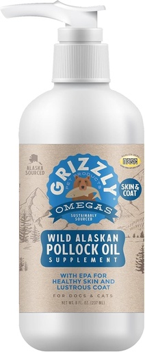 [BRSWIED4DIAAY2DE] Grizzly 애완 동물 제품 Pollock 기름 개 음식 보충교재, 8 Ounce