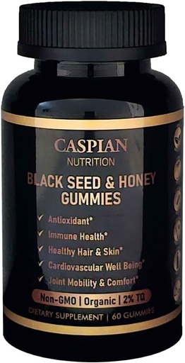 [BRSRAGL6CR7ROCLZ] Black Seed & Honey Gummies with Biotin & Vitamin C, Organic, Non-GMO, 2% TQ, 60 Gummies