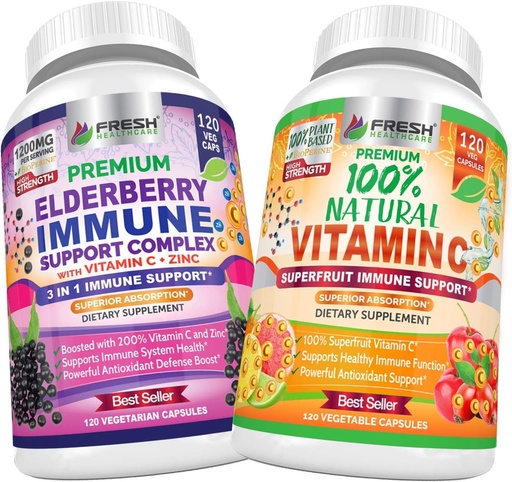 [BRSWYGL6BMBG2236] Elderberry Immune Support and Natural Vitamin C - Bundle