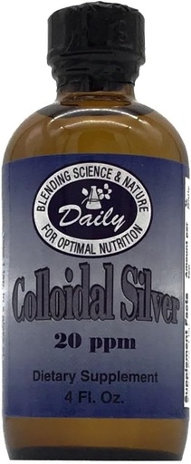 [BRSWKZYYAQORQGQ5] Daily Manufacturing Colloidal Silver, 20 sm (Food Grade) 4 fl oz