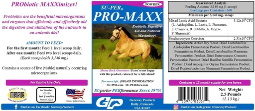 [BRSROAQQCN5BUADO] SU-PER Pro-Maxx Probiotics for Horses - Equine Digestive Aid and Nutrient Maximizer - Maintains Proper Gut Health and Microbial Balance - 2.5 Pound, (2 Pack)