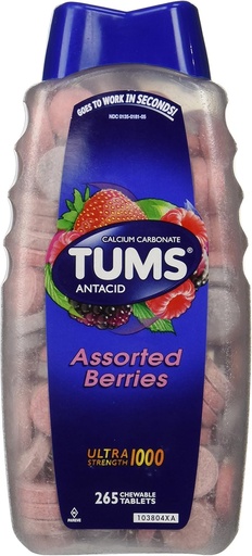 [BRSWIYQHB4BRGHDA] Tums Ultra Assorted Berries 265 Tablets - Maximum Strength Antacid & Calcium Supplement