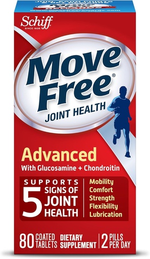 [BRSWKZT7PIMAOCYZ] Move Free Advanced, 80 tabletas - Suplemento Conjunto de Salud con Glucosamina y Condroitina