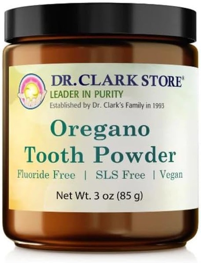[BRSWIAITOUJWIDLO] Dr. Clark Oregano Tooth Powder — 3oz, Natural Oral Health ' Tooth Whitening Formula