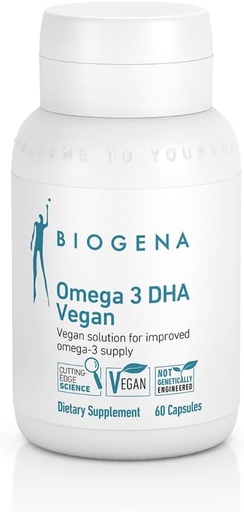 [BRSW2FANDIBBQAL3] Biogena Omega 3 DHA Vegan:藻类石油用于改进Omega-3供应的植物补充物(60个Capsules-一天一次)