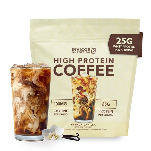 [BRSRAAQRCABRQAY6] High Protein Coffee Powder 25 Grams Whey Isolate100mg Natural Green Tea Caffeine | 0 Added Sugar Keto Gluten Free 99.9% Lactose Free | Hot or Iced15 Serving 15 Servings (17 OZ, French Vanilla)