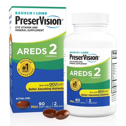 [BRSWKEYHB4BB4YDA] PreserVision AREDS 2 Eye Vitamins, #1 Eye Doctor Recommended Brand, Lutein and Zeaxanthin Supplement with Vitamin C, Vitamin E, Zinc, and Copper, 90 Softgels (Minigels)