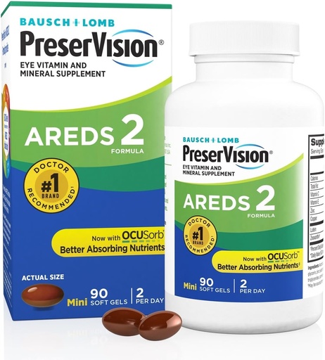 [BRSWKEYHB4BB4YDA] PreserVision AREDS 2 Vitaminas Oculares, #1 Eye Doctor Recomendado Marca, Lutein y Zeaxanthin Suplemento con vitamina C, vitamina E, zinc y cobre, 90 Softgels (Minigels)