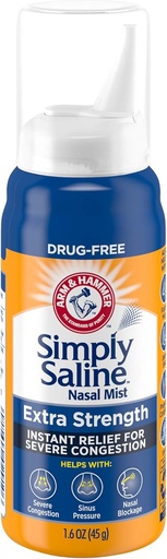 [BRSWIYQOAAAQOGTY] Arm & Hammer Simply Saline Nasal Mist Extra Strength, Severe Congestion, 1.6 Ounce