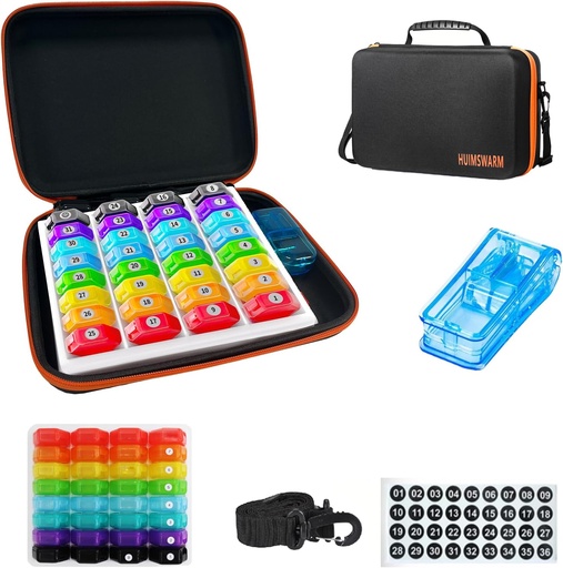 [BRSRAYAYOB7AK2T5] Monthly Pill Organizer 1Time A Day,Pill Organizer Monthly 1Time A Day with 32 Daily Compartments&1Pill Cutter&1Travel Case&1Shoulder Straps&2PCS 31 Days Sticker.Comfortable Handle,BPA-Free.
