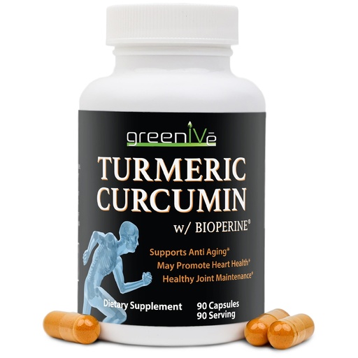[BRSWGAYPDMPBEHLG] GreenIVe Turmeric Curcumin with BioPerine® 95% Curcuminoids 1500mg – 46X Higher Absorption Black Pepper Extract – 90 Vegetarian Capsules – Non-GMO, Made in USA