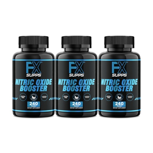 [BRSWIAA6OF4GK2TI] FXSUPPS Nitric Oxide Booster - Nitric Oxide Pre Workout Supplement with L-Arginine and Beta Alanine for Energy, Vascularity, Muscle Pump, Heart Health, and Blood Flow, 240 Count (3-Pack)