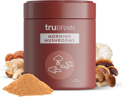 [BRSRO234BNYR6C3V] TruBrain Morning Mushrooms: Coffee Alternative with Superfoods & Adaptogens | USA-Grown Lion’s Mane, Chaga, Cordyceps, & Reishi Mushrooms | Natural Energy, Focus, and Immune Support