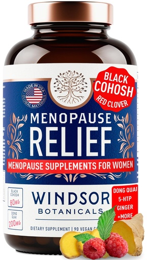 [BRSRMBQ5BF7W22YU] Menopause Supplements for Women - 5-HTP, Dong Quai, Black Cohosh for Menopause Hot Flashes, Night Sweats Relief Support - Womens Pre Meno Premenopausal Perimenopause Supplement - 90 Caps
