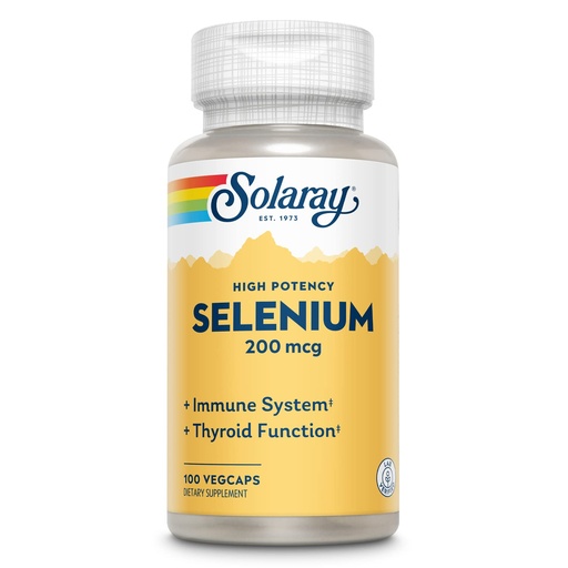 [BRSWECTYO4PRA23H] Solaray Selenium, High Potency, Healthy Immune System, Thyroid Function & Antioxidant Support, 100 VegCaps