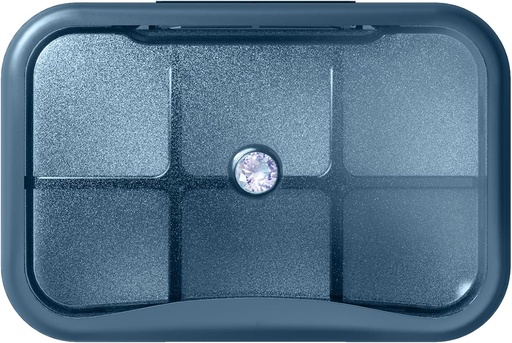 [BRSROAITOR5R4D3U] 6 Compartment Travel Pill Organizer, Small Pill Box for Purse, Pocket Daily Pill Case Portable Medicine Pill Container, Weekly Vitamin Holder Organizer (Blue with Rhinestone)