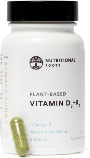 [BRSWGZD7OZYB43LZ] Nutritional Roots - Vitamin D3 & K2-5,000 iu - 1 Billion CFU Probiotics - Algal Omega 3 DHA - Immune Support - Dietary Supplement - Vegan Formula - 1 Month Supply - 30 Capsules