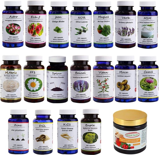 [BRSWYGQEOZYQ4HIZ] Hekma Center Supplements Package for MS - 18 Medicinal Herbs & Sidr Honey with Royal Jelly - 100% Natural, Pure Organic - Vegan - Supplements for M.S