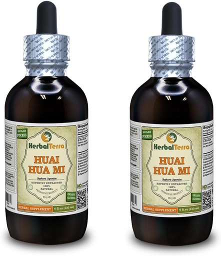 [BRSWGHYZCMNAYE3J] Huai Hua Mi (Sophora Japonica) Tinktur, Organic Dried Flower Buds Liquid Extract (Brand name: HerbalTerra, Proudly made in USA) 2x4 fl.oz (2x120 ml)