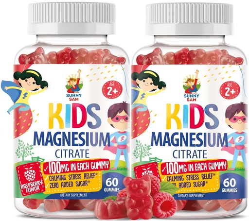[BRSROAL7CUHQIC33] Magnesium Gummies for Kids & Adults - 100mg - Calm Magnesium Chews - Magnesium Citrate Chewable Supplement for Mood & Muscle Support - Citrato de Magnesio para Niños - 2Pack