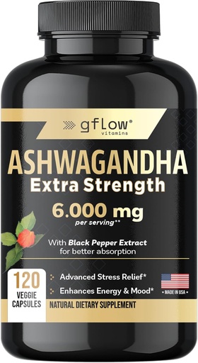 [BRSW2FDYCUGRYA33] Aswagandha supplements for Women and Men 6000mg - sleep, Mood and Energy Support  Extra Extra Strength, Vegan Friendly, Non-GMO, Made in USA