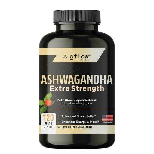 [BRSW2FDYCUGRYA33] gflow vitamins Ashwagandha Supplements for Women and Men | Sleep, Mood and Energy Support | Extra Strength, Vegan Friendly, Non-GMO, Made in USA