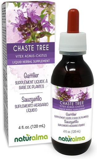 [BRSW2FILPIHRGFIU] Naturalma Chaste Tree (Vitex Agnus-castus) Fruit Alcohol-Free Tintura - 4 fl oz Liquid Extract in Drops - Herbal Supplement - Vegan
