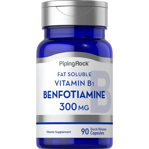 [BRSWYYAQBN5A4GQ4] Piping Rock Benfotiamine 300mg | 90 Capsules | Fat Soluble Vitamin B1 | Non-GMO, Gluten Free Supplement