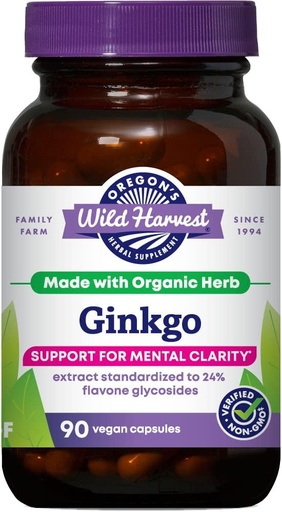 [BRSWIYIPAV4BYEDK] Oregon's Wilder Harvest No-GMO Ginkgo Capules - 90 comte