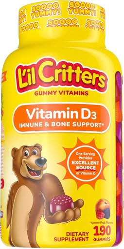 [BRSWIZYKCV7BYGQ3] L'il Critters Vitamine D Gummy Bears, 190 Tellen