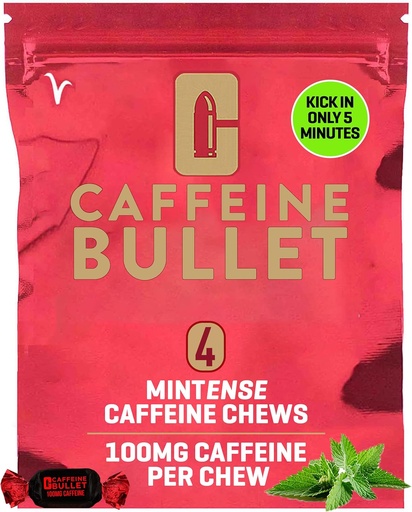 [BRSRA2YCPIIWOH3G] Caffeine Bullet 4 Mint Caffeine Candies = 400mg Caffeine Kick, Faster Than Energy gels & Cycling Chews for a mid-Race Endurance Sports and Gaming Caffeinated Energy Boost