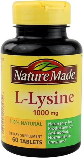 [BRSWIYDQBR4RO2DO] Nature Made Extra Strength L-Lysine 1000 mg Tablets, 60 Count for Protein Synthesis (Pack of 3)