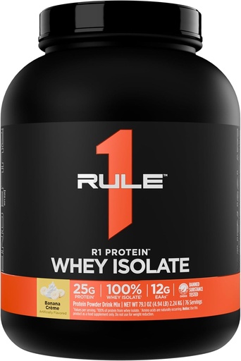 [BRSW2BALOQGQYHL2] Rule 1 R1 Protein Whey Isolate - with 25g Protein & 6g BCAA Exclusively from Isolated & Hydrolyzed Sources for Workout Recovery (5 Pounds*, Banana Crème)